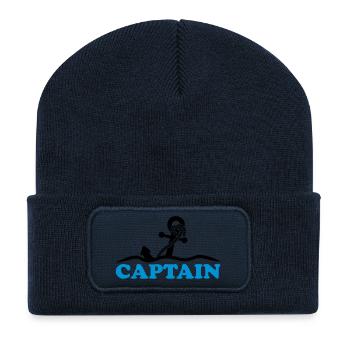 Ancre sous l'eau vagues capitaine conception - Beanie recyclé à patch - bleu marine - Devant