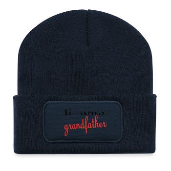 Ti amo grandfather - Beanie recyclé à patch - bleu marine - Devant