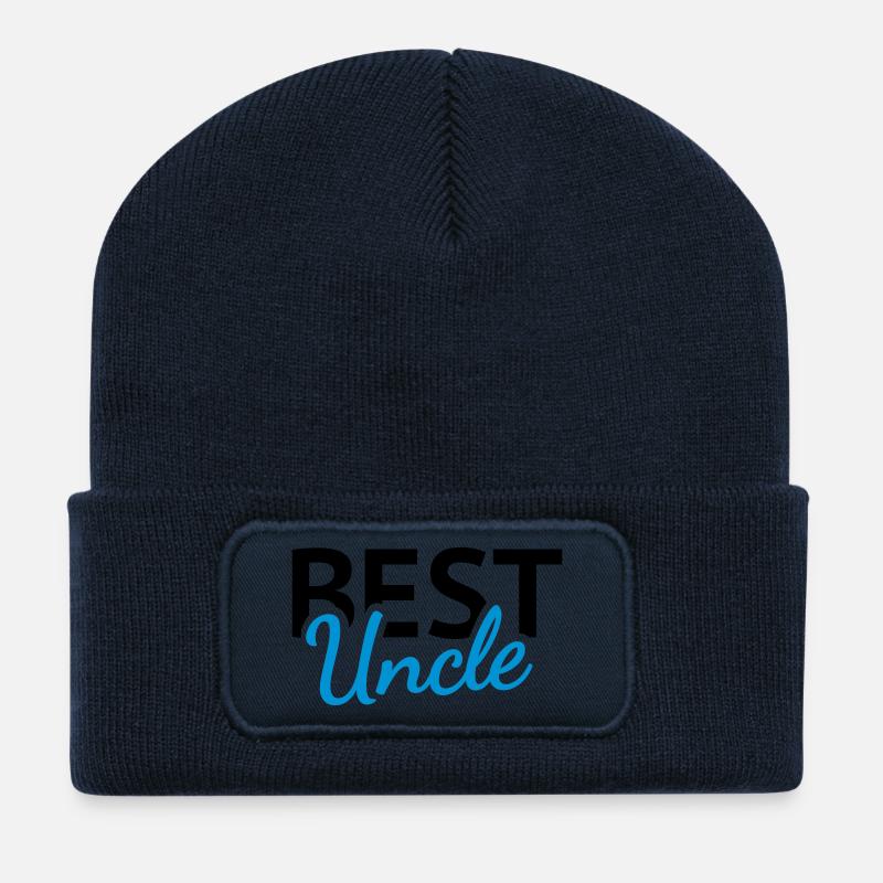 Best Uncle - Beanie recyclé à patch - bleu marine