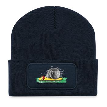 Wer bremst verliert - Recycelte Patch Beanie - French Navy - Vorne