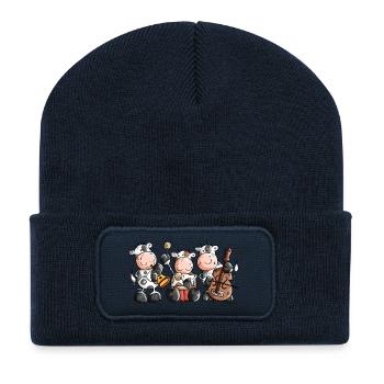 Die musikalische Kuhband - Recycelte Patch Beanie - French Navy - Vorne