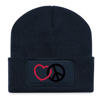 love peace - Recycled Patch Beanie - french navy - Front
