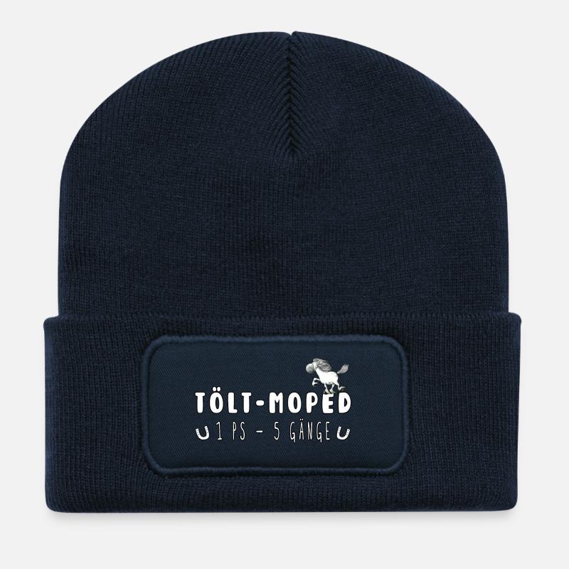 Tölt Moped Islandpferd Pferde Sprüche - Recycelte Patch Beanie - French Navy