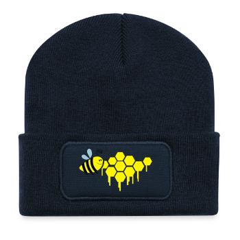 honigwaben_biene_02 - Recycelte Patch Beanie - French Navy - Vorne