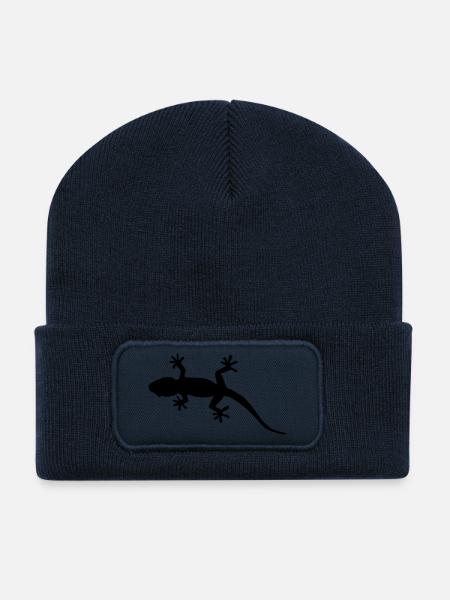 gecko form silhouette design - Recycelte Patch Beanie - French Navy