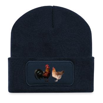 coq et poule am431 - Beanie recyclé à patch - bleu marine - Devant