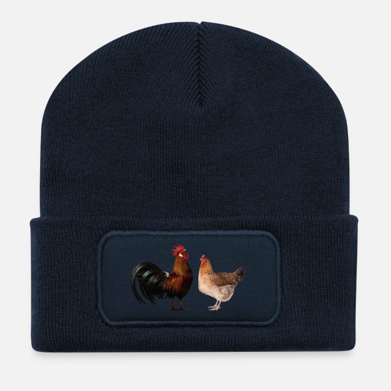 coq et poule am431 - Beanie recyclé à patch - bleu marine