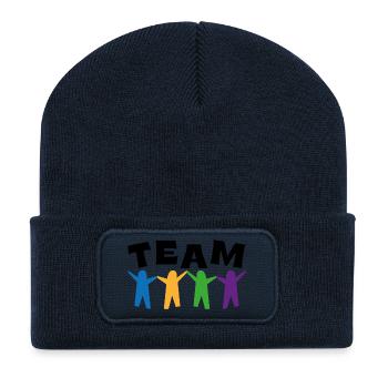 Équipe - Beanie recyclé à patch - bleu marine - Devant