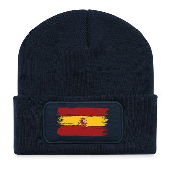 Spanien-Flagge Pinselstrichbanner - Recycelte Patch Beanie - French Navy - Vorne