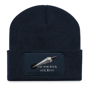 Ich bin hier der Stift - Recycelte Patch Beanie - French Navy - Vorne