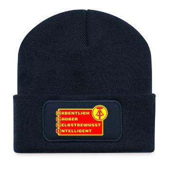 Ossi Eigenschaften für stolze Ostdeutsche - Recycelte Patch Beanie - French Navy - Vorne