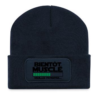 bientôt musclé - Beanie recyclé à patch - bleu marine - Devant
