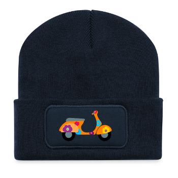 Roller Floral Ciao Italy Colorful Pattern - Recycled Patch Beanie - french navy - Front