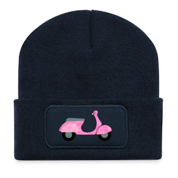 Scooter Fluffy Plush Vintage Girl Girl Fun - Recycled Patch Beanie - french navy - Front
