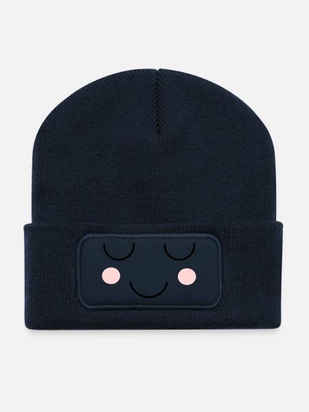 Kawaii Gesicht - Recycelte Patch Beanie - French Navy