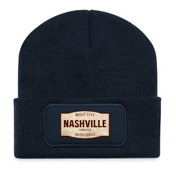 Nashville Vintage Schild – Music City - Recycelte Patch Beanie - French Navy - Vorne