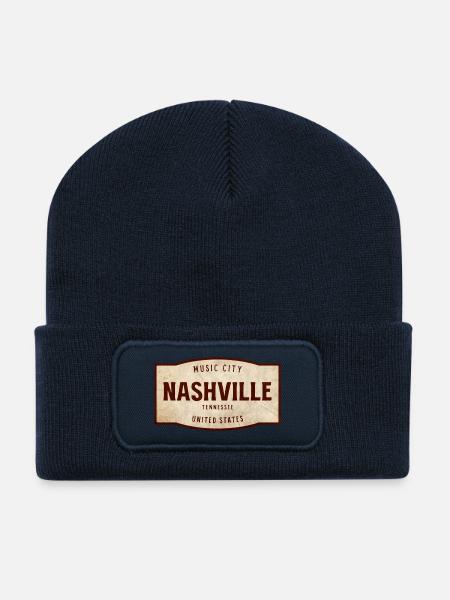 Nashville Vintage Schild – Music City - Recycelte Patch Beanie - French Navy