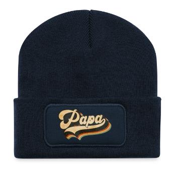 Papa Vintage Script Rainbow - Recycelte Patch Beanie - French Navy - Vorne