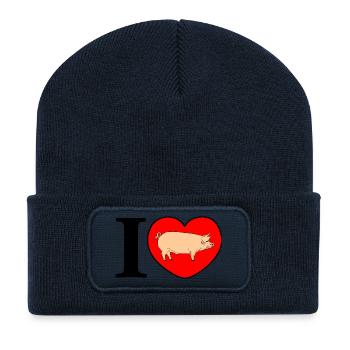 I love pigs - Recycled Patch Beanie - french navy - Front