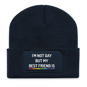 Pride Month - I'm Not Gay But My Best Friend is - Recycled Patch Beanie - french navy - Front