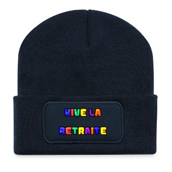 RETRAITE. RETRAITE. RETRAITEE. SENIOR. MAMIE. PAPY - Beanie recyclé à patch - bleu marine - Devant