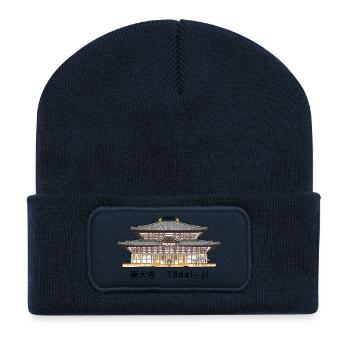 Nara Todai-ji, Patrimoine de l’Humanité, Temple au Japon Dessin - Beanie recyclé à patch - bleu marine - Devant