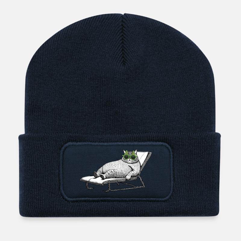 Cat Vacation - Recycled Patch Beanie - french navy