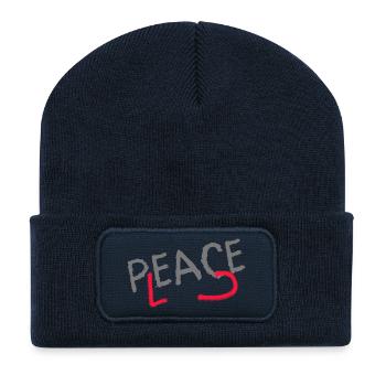 PLEASE PEACE - Recycled Patch Beanie - french navy - Front