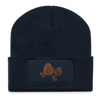 Wunderschöne Lärchenzapfen auf einem Zweig - Recycelte Patch Beanie - French Navy - Vorne