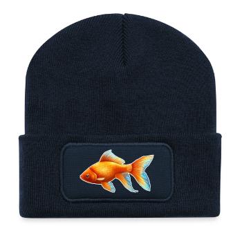 Goldfisch Nr.3 - Recycelte Patch Beanie - French Navy - Vorne