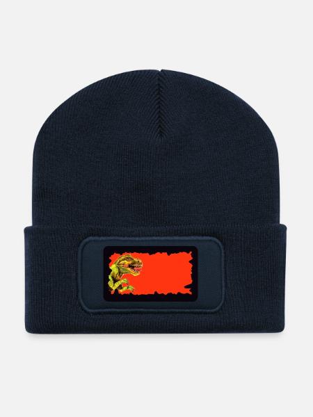 T-Rex Dinosaurier | personalisierbar - Recycelte Patch Beanie - French Navy