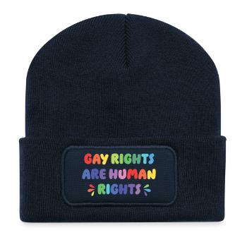 LGBT Pride Month - Gay Rights Are Human Rights - Recycled Patch Beanie - french navy - Front