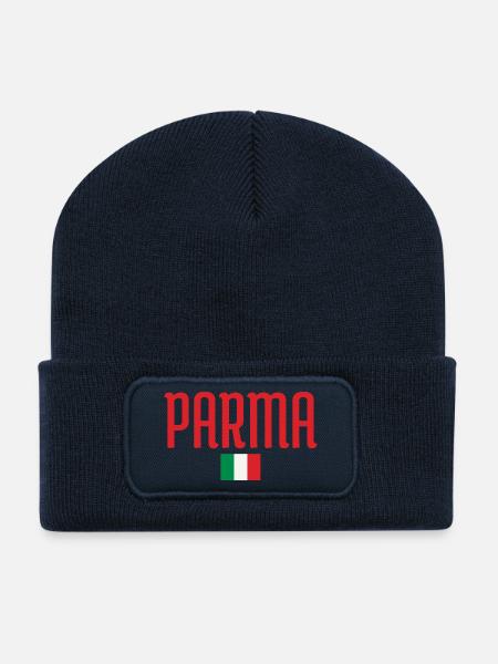 Parma Italy Flag Design - Recycled Patch Beanie - french navy