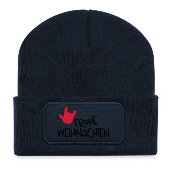 Joyeux Noël - Beanie recyclé à patch - bleu marine - Devant