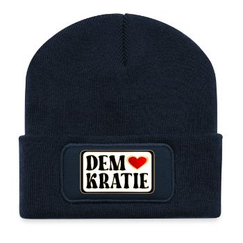 DEMOKRATIE HERZ WÄHLEN - Recycelte Patch Beanie - French Navy - Vorne