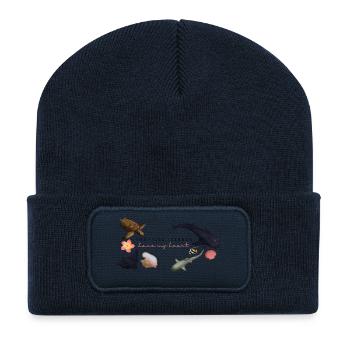 Les îles tropicales ont mon cœur - Beanie recyclé à patch - bleu marine - Devant