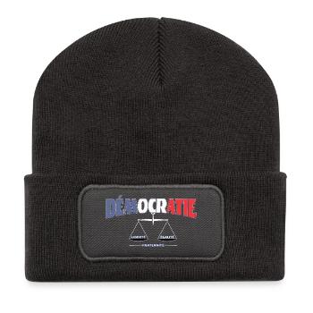 Demokratie Frankreich: Freiheit Gerechtigkeit - Recycelte Patch Beanie - Dunkelgrau - Vorne