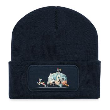 Tierische Reise – Wohnwagen voller Abenteuerlust - Recycelte Patch Beanie - French Navy - Vorne