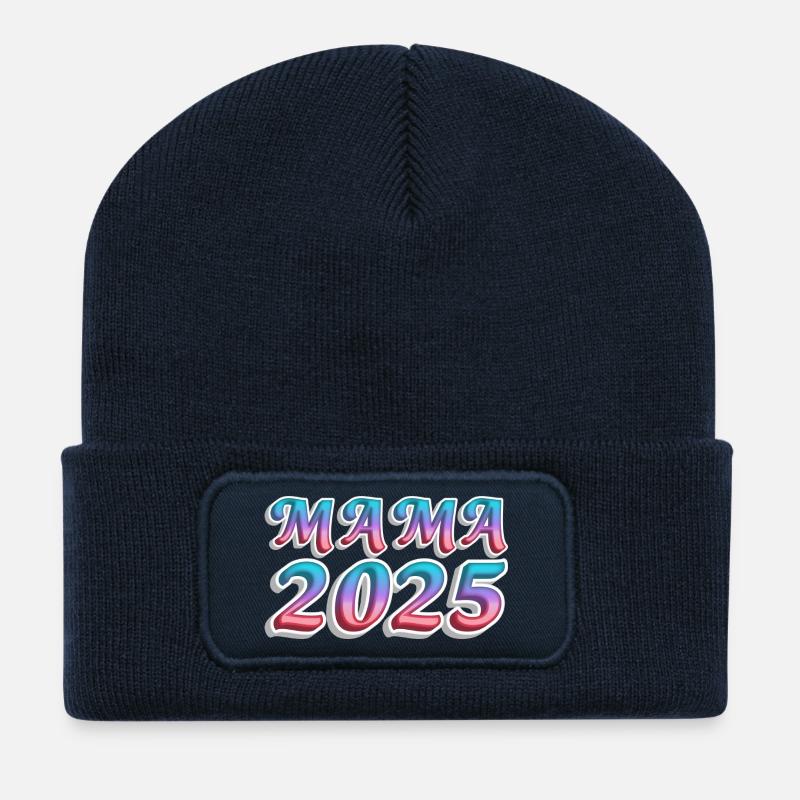 Maman 2025 Explosion de couleurs - Beanie recyclé à patch - bleu marine