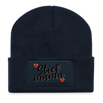 MUTTERTAG HERZ STIEFMAMA - Recycelte Patch Beanie - French Navy - Vorne