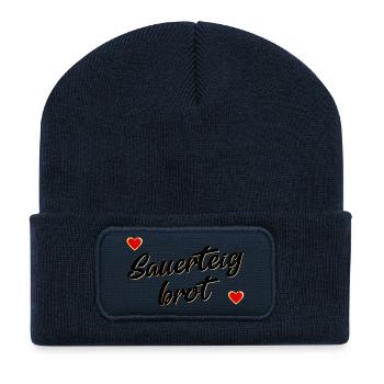 SAUERTEIGBROT HERZ - Recycelte Patch Beanie - French Navy - Vorne