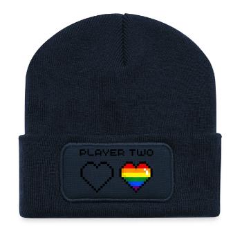 Joueur deux Arc-en-ciel - Beanie recyclé à patch - bleu marine - Devant