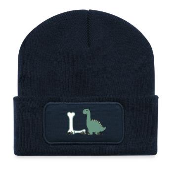 Lettre L - Beanie recyclé à patch - bleu marine - Devant