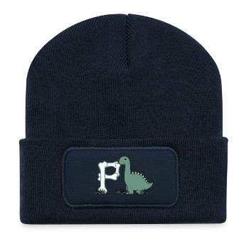 Letter P - Recycled Patch Beanie - french navy - Front