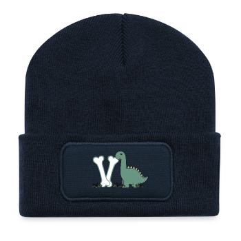 Letter V - Recycled Patch Beanie - french navy - Front