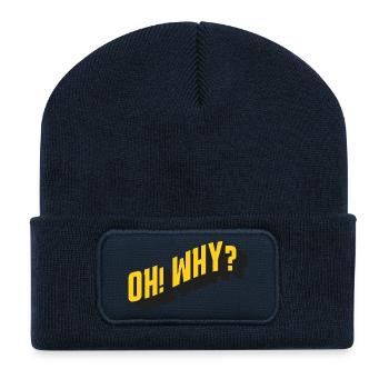 OH! WHY? – Retro text design - Recycled Patch Beanie - french navy - Front