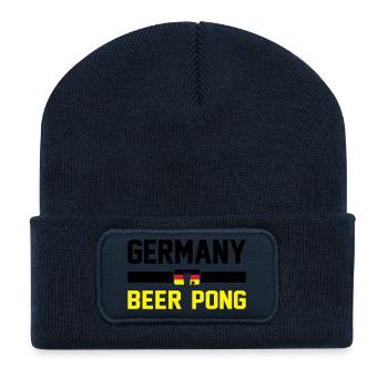 Bier Pong Deutschland - Recycelte Patch Beanie - French Navy - Vorne