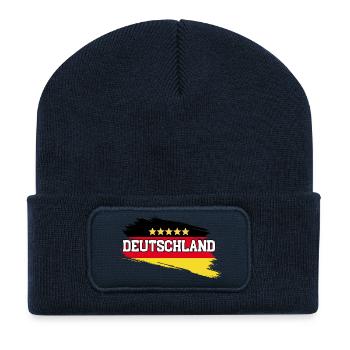 Deutschland 5 Sterne - Recycelte Patch Beanie - French Navy - Vorne