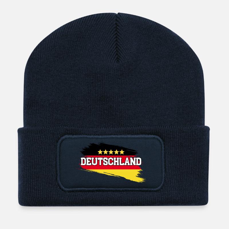 Deutschland 5 Sterne - Recycelte Patch Beanie - French Navy