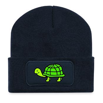 Turtle long neck smiling happy funny - Recycled Patch Beanie - french navy - Front